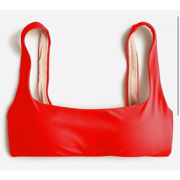J.Crew Heritage Scoopneck Red Bikini Top Small NWT Back Hook Stretch Swim - Picture 1 of 9